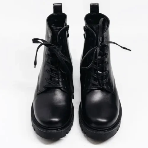 Women’s Black Leather Combat Festival Boots