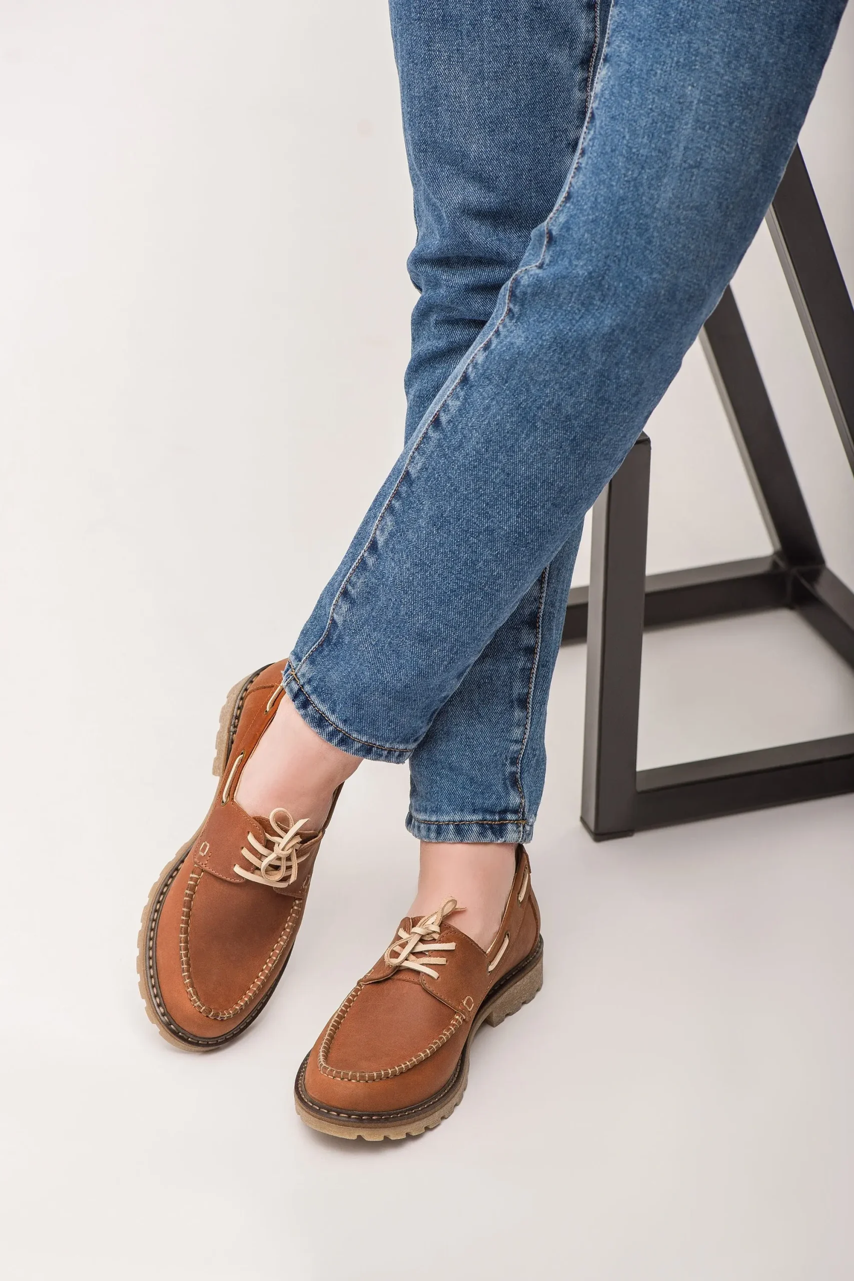 Women’s Brown Leather Boat Moccasin Loafers