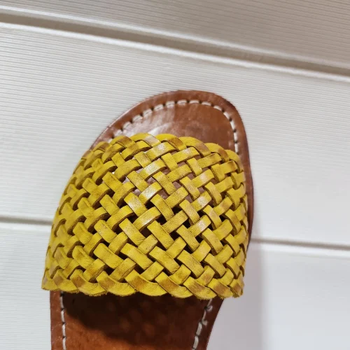Women’s Yellow Woven Moroccan Leather Flats