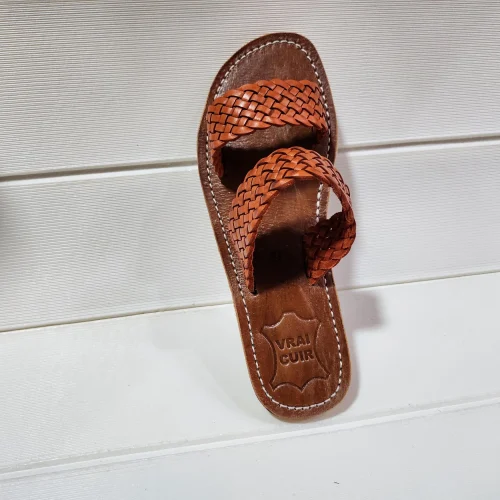 Women’s Woven Double Strap Moroccan Leather Slides