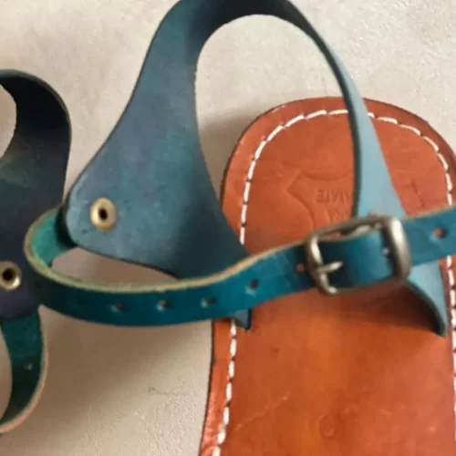 Women’s Blue Strappy Moroccan Leather Sandals