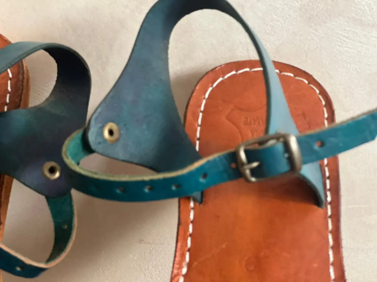 Women’s Blue Strappy Moroccan Leather Sandals